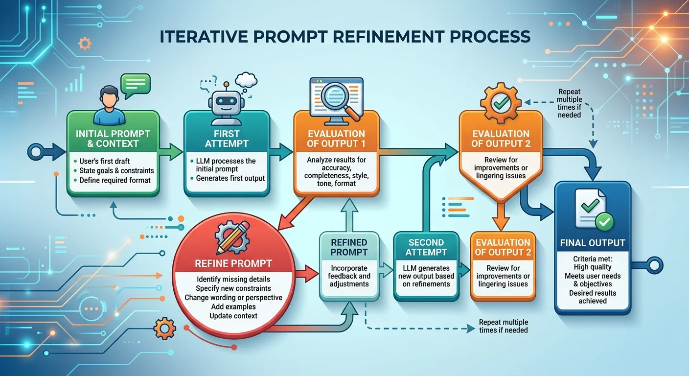 Flowchart illustrating the feedback loop technique for refining ChatGPT prompts